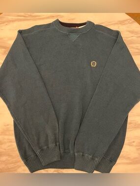 Classic Crewneck Sweater in Teal with Embroidered Crest